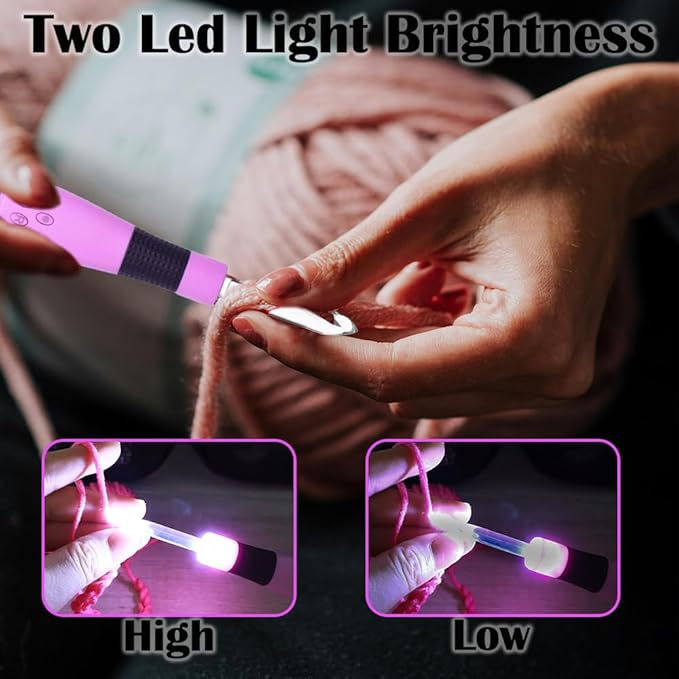 17 sizes digital crochet hooks with counter 2.50~14.0mm, lighted crochet hooks for stitch & row counting