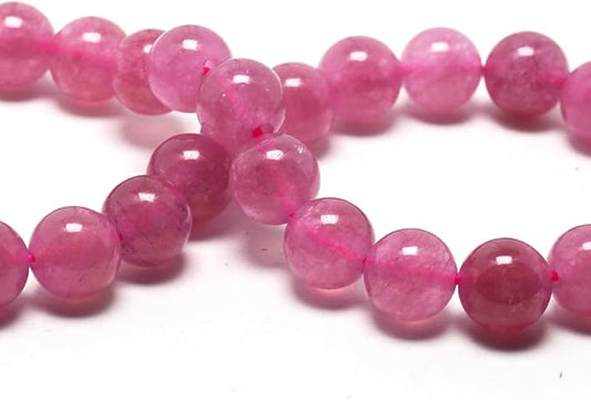 Jade Stone for Jewelry Making - 8mm Gemstone Round Craft Beads for Bracelets(45-48pcs, Strawberry Jade)