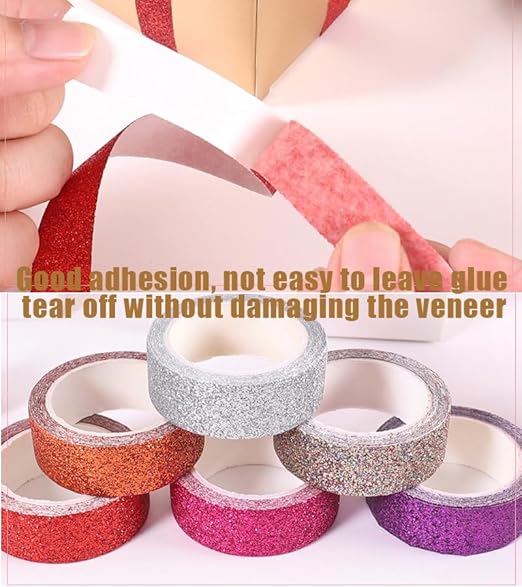12 Rolls Glitter Washi Tape Set Christmas Washi Masking Tape Decorative Adhesive Tape for Scrapbooking DIY Crafts Crafters Embellished Journals Planners Cards Gift Wrapping Ribbons Wedding (A)