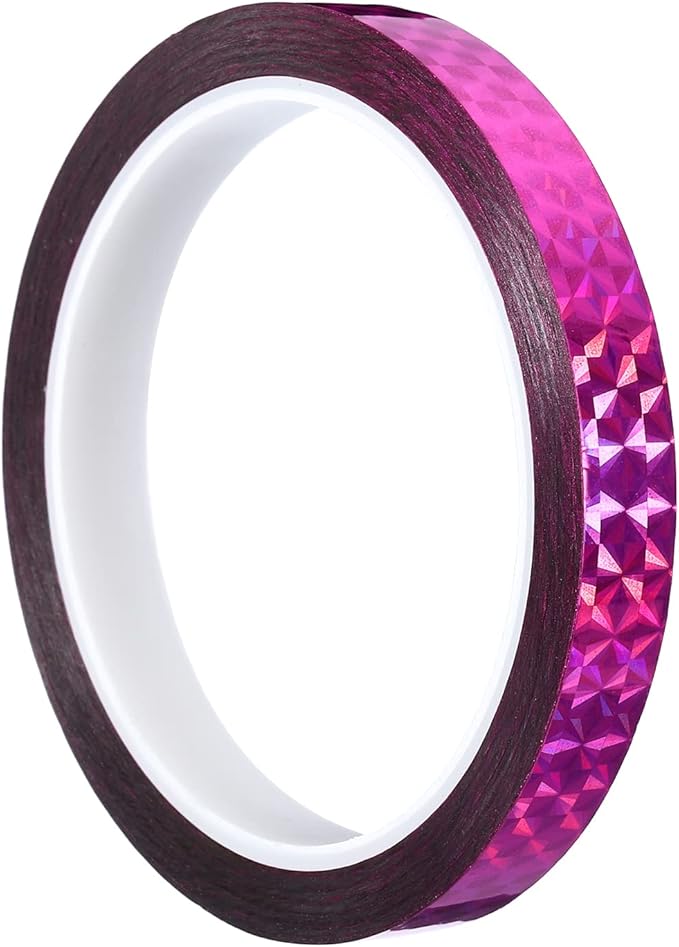 PATIKIL Prism Tape 0.5 Inch x 55 Yards, Holographic Metalized Reflective Adhesive for Detailing Accent Wall Decor Art, Rose