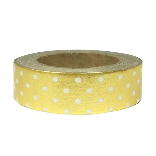 Wrapables Colorful Washi Masking Tape, Metallic Gold Dots Small