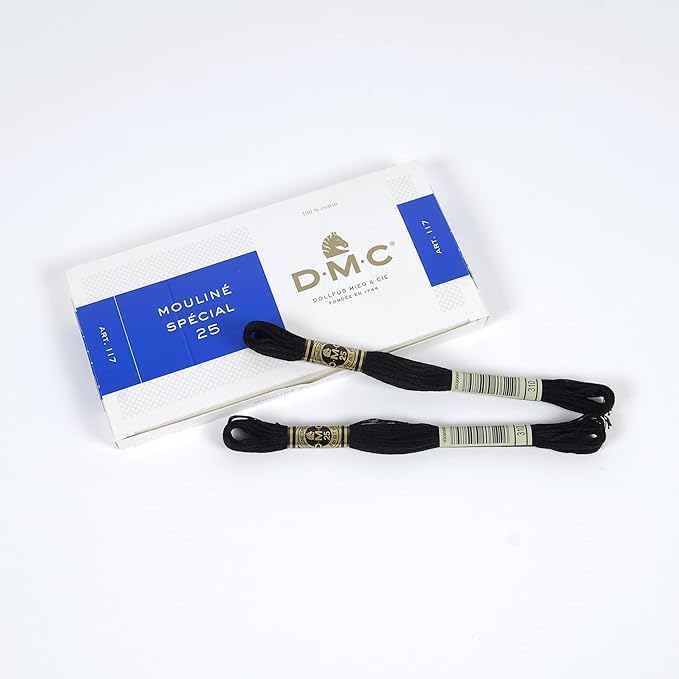DMC 6-Strand Embroidery Cotton Floss - Black - 12/Pkg