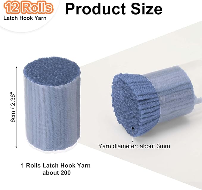 PATIKIL 12 Rolls Latch Hook Yarn, Latch Hook Kit Precut Rugs Yarn Making Crochet Bundles for Rug Adults Beginners Tapestry DIY Craft, Sea Blue