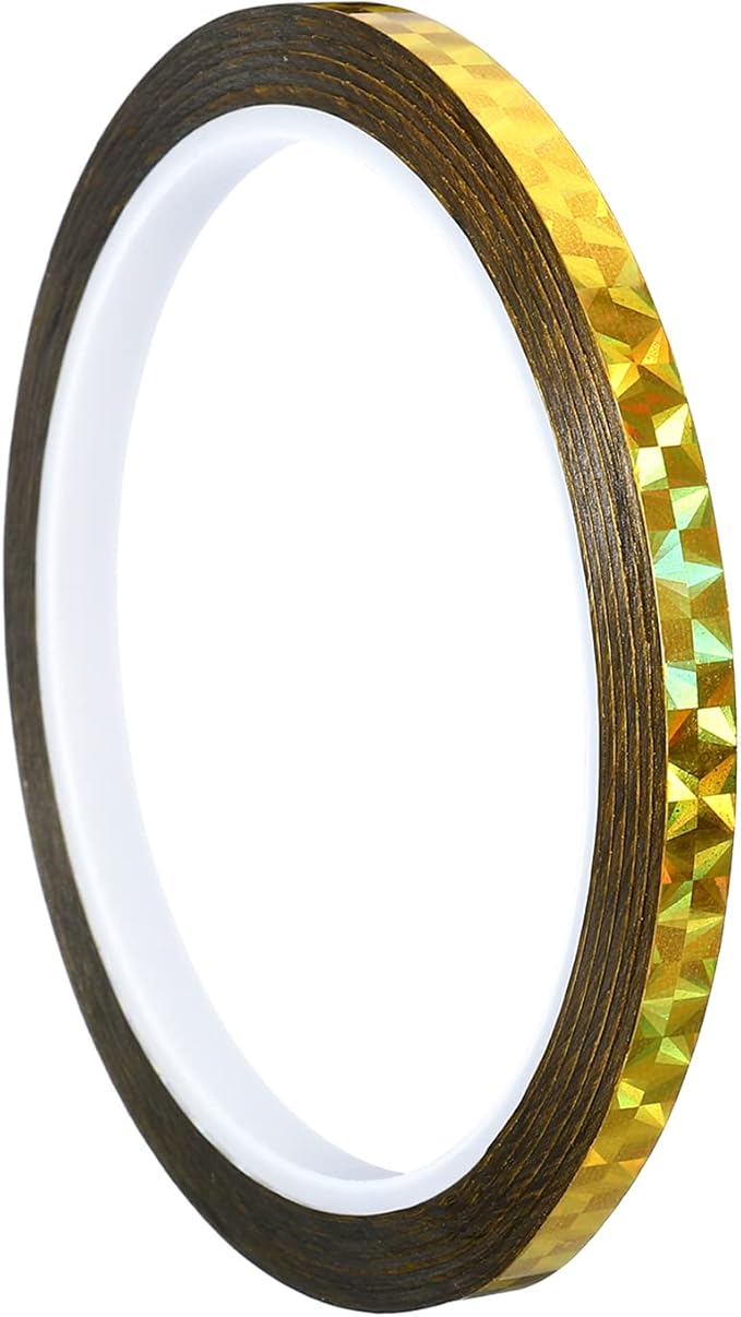 PATIKIL Prism Tape 0.2 Inch x 55 Yards, Holographic Metalized Reflective Adhesive for Detailing Accent Wall Decor Art, Gold