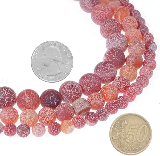 10mm Natural Orange Frosted Agate Gemstone Round Loose Beads Crystal Stone Bracelet Necklace Accessories Crafts for Jewelry Making DIY,1 Strand 15"