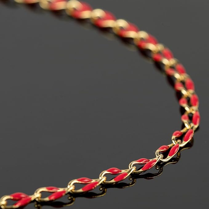 YOUBEIYEE Red Oil Drip Chain for Jewelry Making Gold Plated Brass Chain Roll with Jump Rings and Lobster Clasps Jewelry Supplies