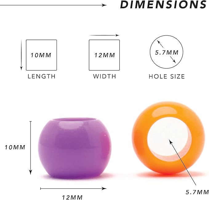 300 acrylic large hole beads for crafts and for hair 10mm x 12mm acrylic barrel beads with 5.7mm large hole, glossy halloween assortment