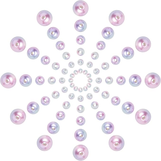 Ipotkitt 665Pcs/box Round Rainbow ABS Plastic Imitation Pearl Beads Gradient Mermaid Pearl Beads for DIY Jewelry Making Accessories - 3x2.5mm