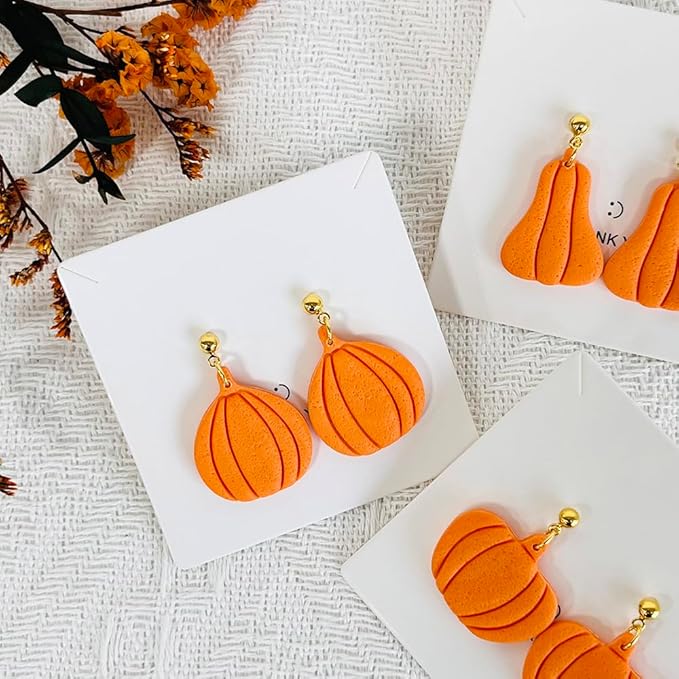 Xaekicr 3Pcs Halloween Pumpkin Polymer Clay Cutters Set – Fall Theme Clay Cutters for Earrings Making – Pumpkin Clay Tools for Polymer Clay Molds