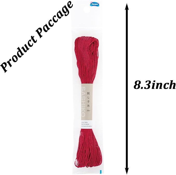 Olympus Sashiko Thread 20m(21.8yds) Bundles 100% Cotton (White and Blue 9Colors), OS-20M