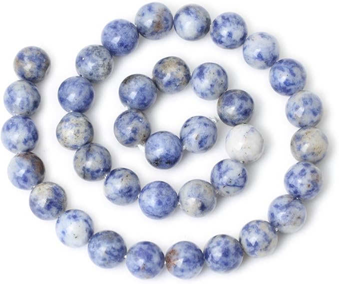 cheavian 35pcs 10mm natural blue white sodalite gemstone round loose beads for jewelry making 1 strand 15"