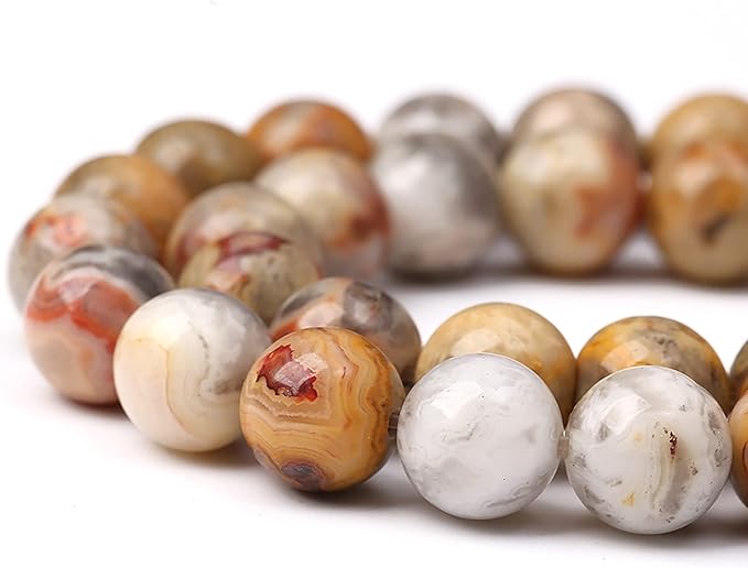 38pcs 10mm Natural Stone Beads Crazy Lace Agate Healing Energy Gemstone Round Loose Beads for Jewelry Making DIY Bracelet Necklace