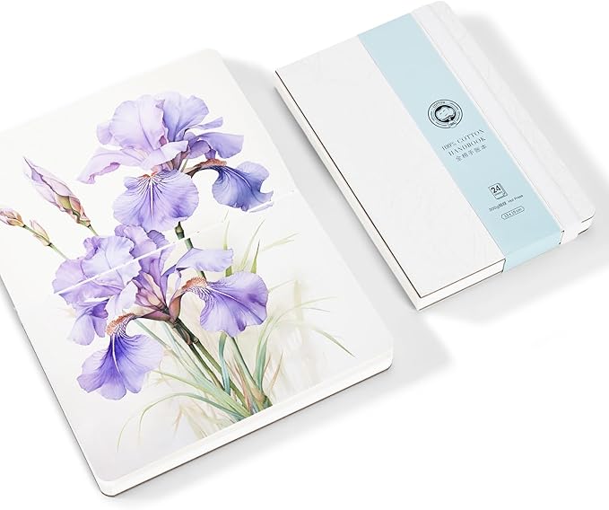 Lightwish Watercolor Journal, 100% Cotton Hot Press Watercolor Paper,140lb/300gsm Acid-Free, 24 Sheets 5.12x7.48” Sketchbook for Adults, Students, and Kids