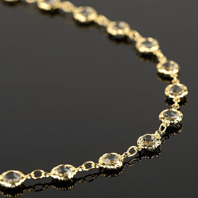 UMAOKANG 3 Yard 18K Gold Plated Brass Chain for Jewelry Making Clear Crystal Jewelry Chain Roll with Jump Rings and Lobster Clasps
