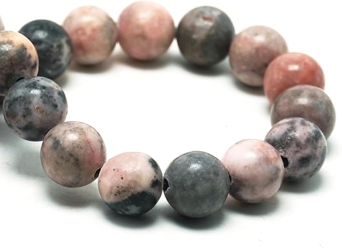 Natural Gemstone Beads for Jewelry Making - 8mm Stone Round Craft Beads for Bracelets(45-48pcs, Pink Zebra Jasper)