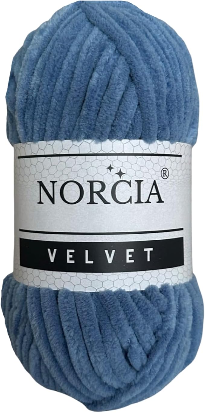 Soft Velvet Yarn Chenille Yarn for Crocheting Super Bulky 100g (74.3 yds) Baby Blanket Yarn for Knitting Amigurumi Yarn for Crochet Weaving Craft (Jean Blue, 1 Skein)