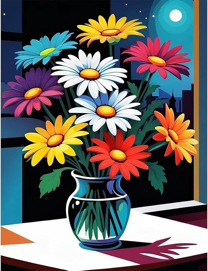 Flowers Stamped Cross Stitch Kits for Adults Beginner, Counted Cross Stitch Kits Printed Stitching Cute Patterns Dimensions Needlepoint Art Crafts Embroidery Kits for Adults