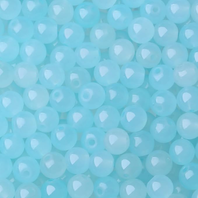 500Pcs Light Blue Glass Beads 8mm for Bracelets, Round Crystal Beads for Bracelet Making Kits Earring Necklaces and DIY Crafts(Light Blue)