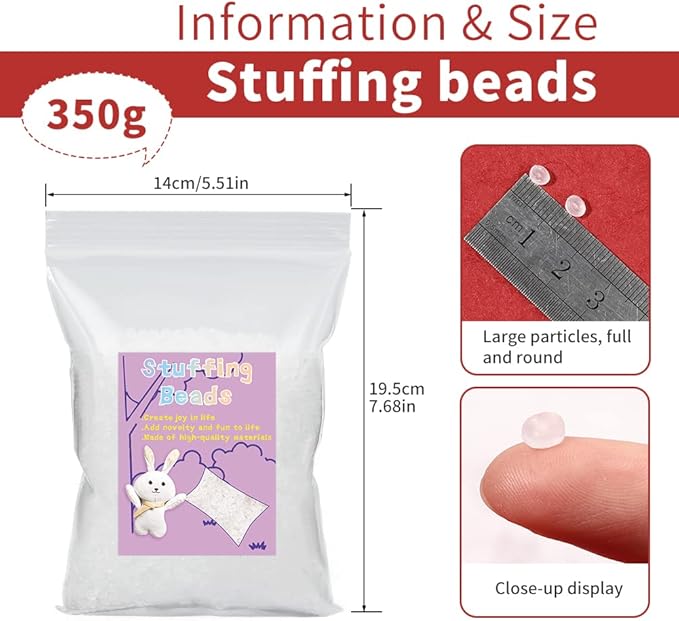 FTEVEN 350g / 12.3oz Stuffing Beads, Premium Plastic Weight Stuffed Beads, Polyethylene Filler Bead, Plastic Transparent Stuffing Bead for Filling Bean Bags, DIY Crafts