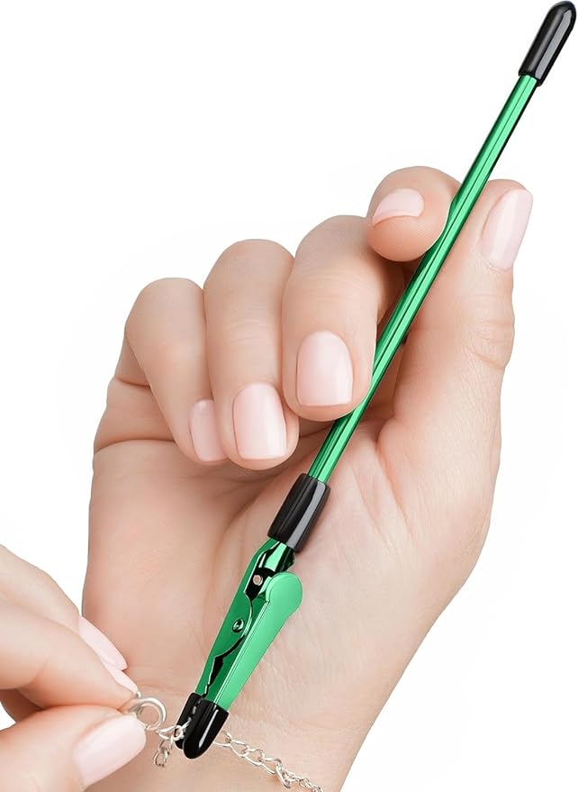 Mission Gallery Bracelet Helper Tool - Fastener Helper Tool for Bracelet, Necklace, Jewelry, Watch - Clip, Clasp Helper - Easy to Put on Yourself, Portable, Made of Metal, Emerald