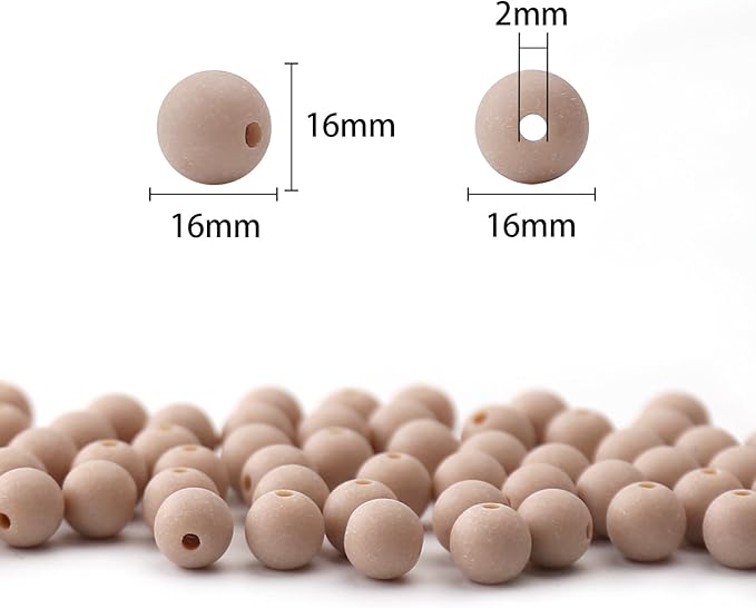 bonny boxx 60pcs 16mm matte light brown acrylic round beads, frosted plastic resin bubblegum balls chunky gumball beads for necklace and bracelet making, crafting supplies