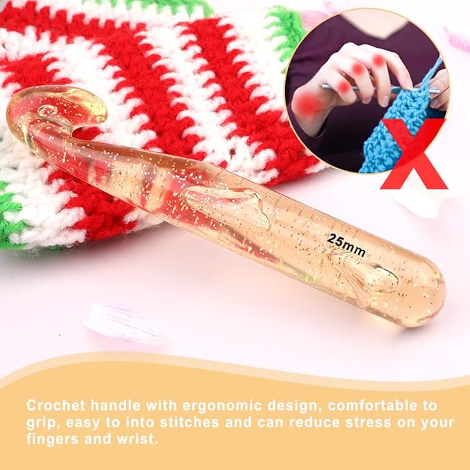 25 mm Crochet Hook, Large Crochet Hooks for Chunky Yarn Ergonomic Knitting Needles Crochet Needle for Beginners and Handmade DIY Knitting Crochet (25 mm)