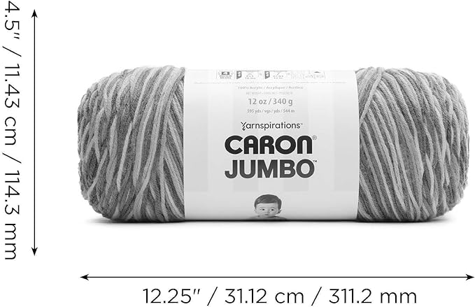 Caron Jumbo Ombre Seashell Yarn - 2 Pack of 12oz/340g - Acrylic - #4 Worsted (Medium) - 595 Yards - Knitting & Crochet