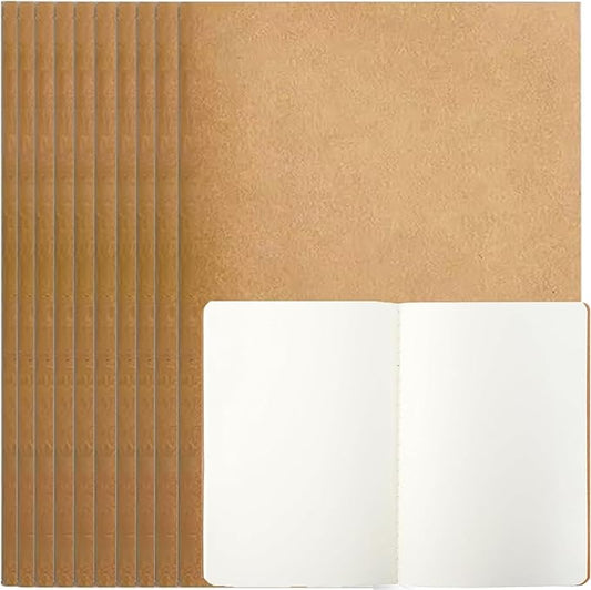 10 Pack Blank Kraft Notebooks, 60 Pages Journals Notebook Bulk, Unlined Composition Notebook for Kids, Student, Sketchbooks（A4, 8.5" x 11"