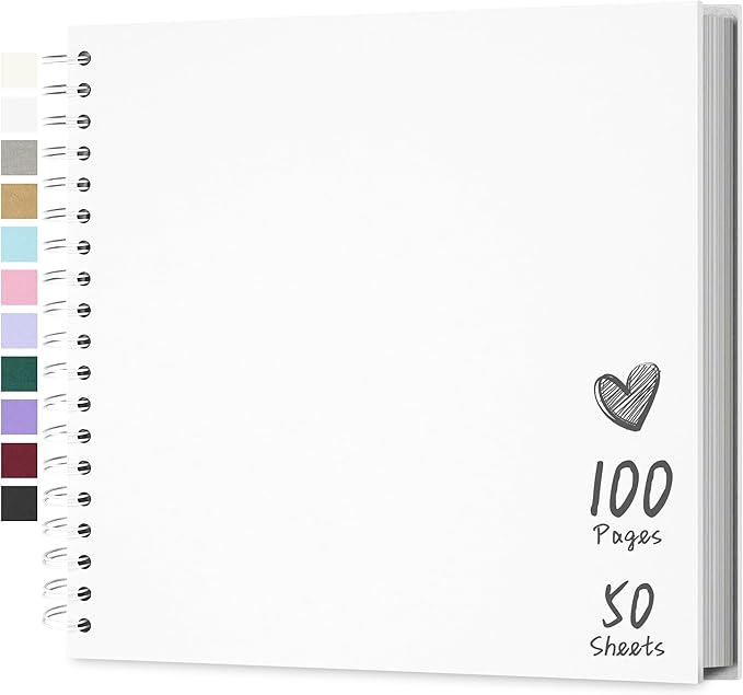 Scrapbook 10x10 Inch DIY Scrapbook Album Hardcover Kraft Paper Scrap Book Photo Albums 100 Pages Perfect for 4x6 / 5x7 Photos Memory Book for Family, Wedding