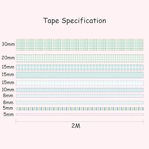 Lattice Washi Tape Set, 100 Rolls Masking Tape, 5/8/10/15/20/30mm Wide 6.56ft Long/Roll Aesthetic Decorative Tape, Scrapbooking Bullet Journal Supplies, Gifts for Girls Boys
