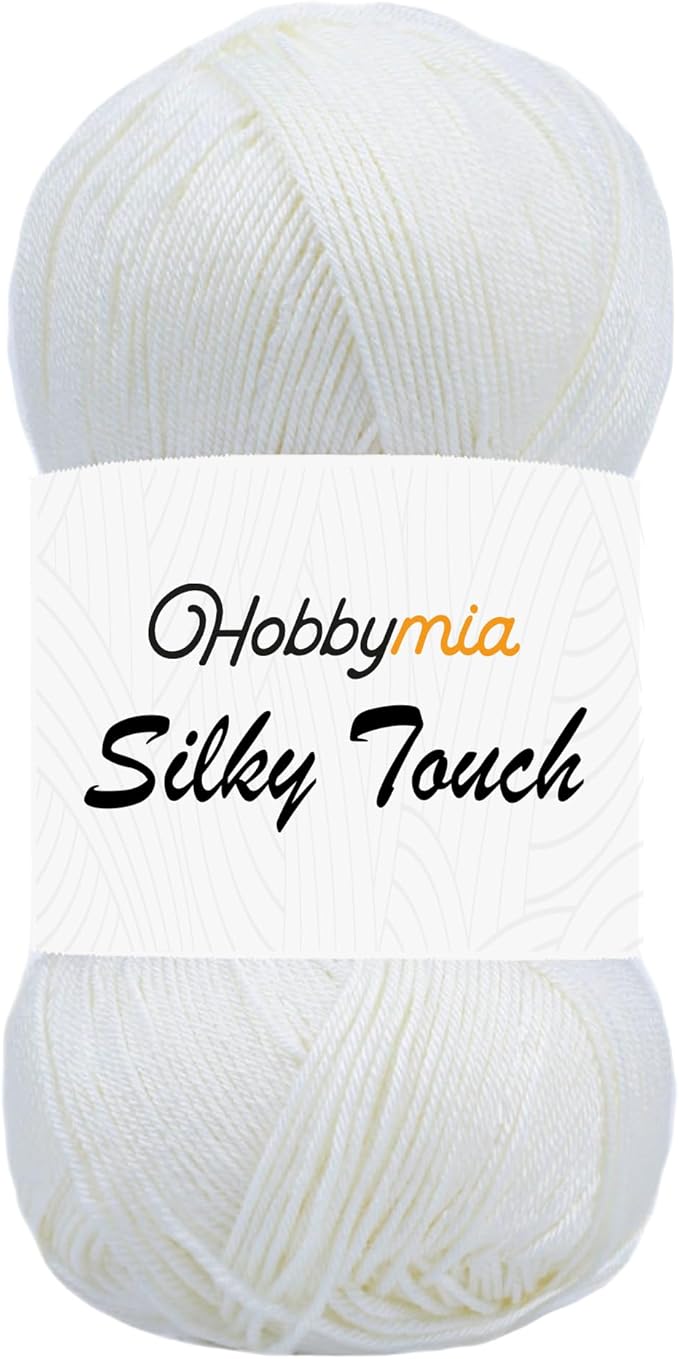 Silky Touch Acrylic Yarn - Soft Sport Weight Yarn for Crochet & Knitting - 100g / 383yds - 100% Microfiber Acrylic - Lightweight Fine Smooth Yarn(White - Sugar White, 1 Skein)