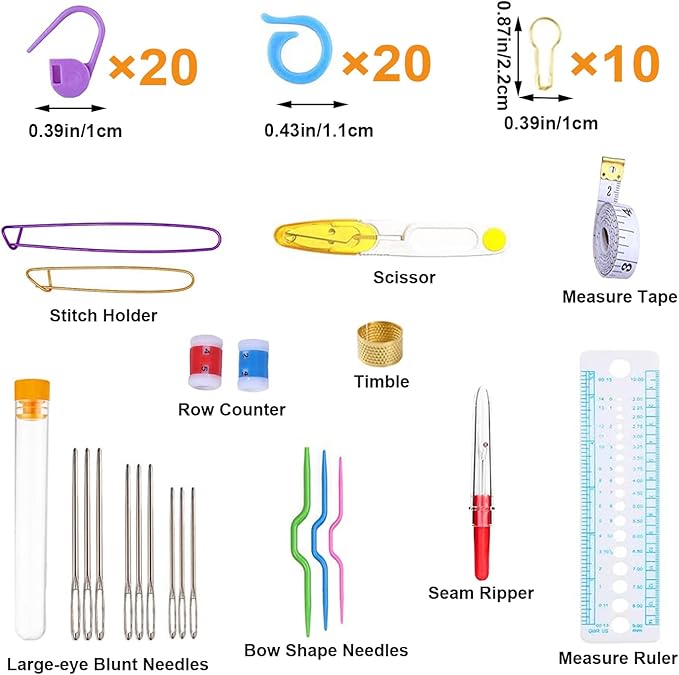 Mdoker 100 Pieces Crochet Kit with Yarn and Knitting Accessories Set,Complete Knitting Kit for Beginners Include Soft Grip Crochet Hooks,Aluminum Crochet Hooks,Crochet Yarn Balls,Crochet Supplies Set