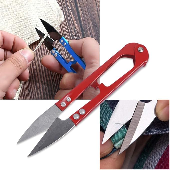 UCEC Compact Thread Snips Small Sewing Scissors 4.2 Inch Metal Thread Cutter Yarn Scissors 9‑Pack Red Blue Black for Fabric Cutting Embroidery