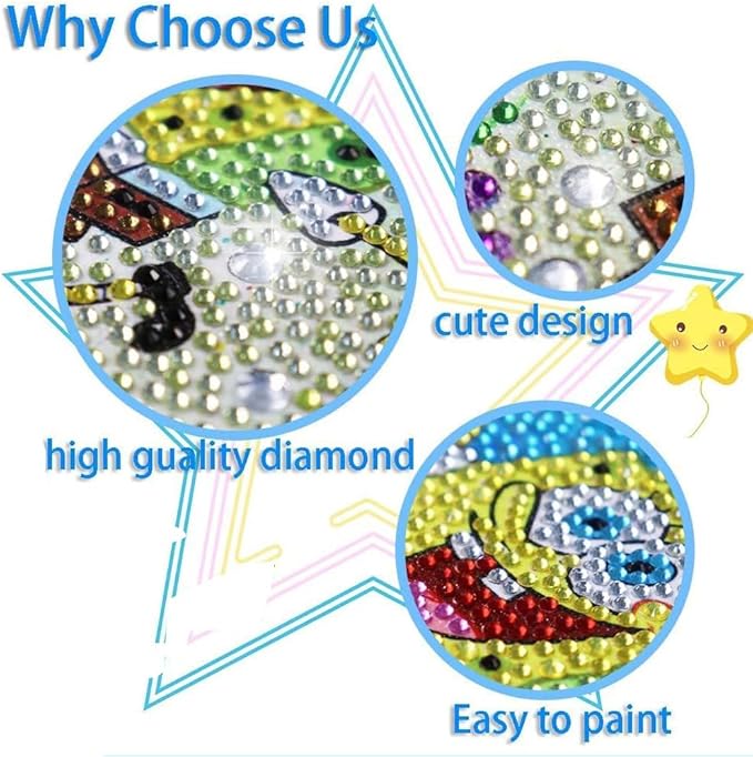 PERFECTSIGHT Cute 5D Diamond Art Kits with Wooden Frame, Kawaii DIY Painting Art for Adults, Diamond Arts and Crafts Sets, Big Gem Full Drill Diamond Dots for Women Beginners (Milk)