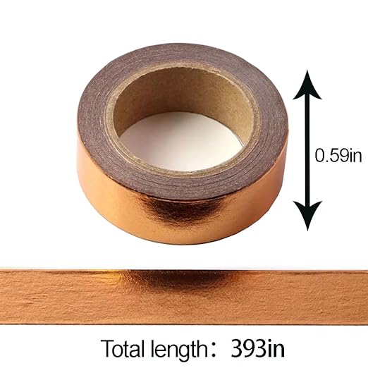 Solid Foil Washi Tape, Decorative Self Adhesive Masking washi Tape,Graphic Art Tape,Washi DIY Graphic Tape Wrapping for Crafts Decoration 5/8" x 393 inches