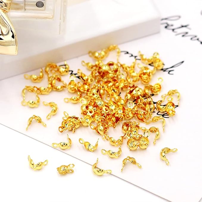 800 Pcs Jewelry Making Accessories Set with 100 Pieces Lobster Claw Clasp 200 Pieces Bead Tips Knot Covers and 500 Pieces Open Jump Ring Connectors DIY Jewelry Making Supplies Bracelets (Gold)