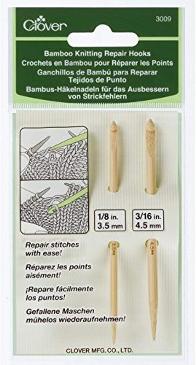 Clover 3009 Needlecraft Bamboo Knitting Repair Hooks