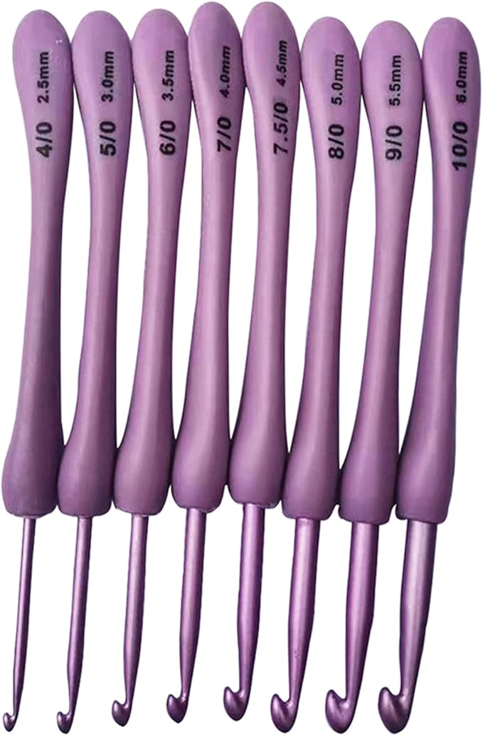Crochet Hooks Kit High Quality Aluminum Large-Eye Blunt Needles Ergonomic Handle Crochet Hooks Needles for Arthritic Hands 8 Pcs