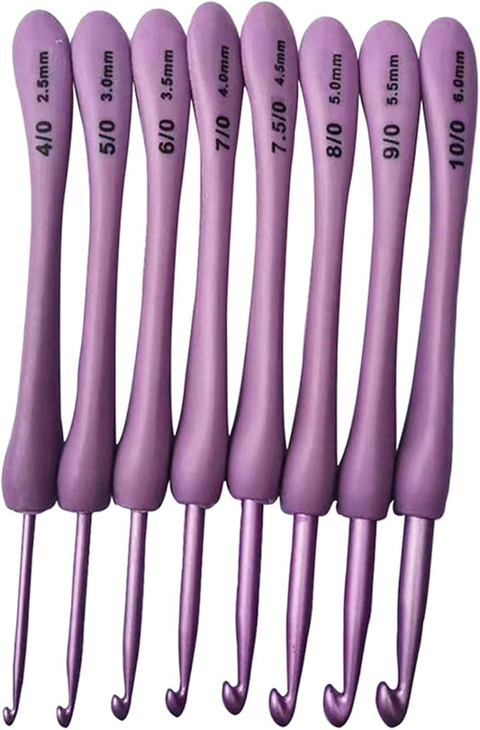 Crochet Hooks Kit High Quality Aluminum Large-Eye Blunt Needles Ergonomic Handle Crochet Hooks Needles for Arthritic Hands 8 Pcs