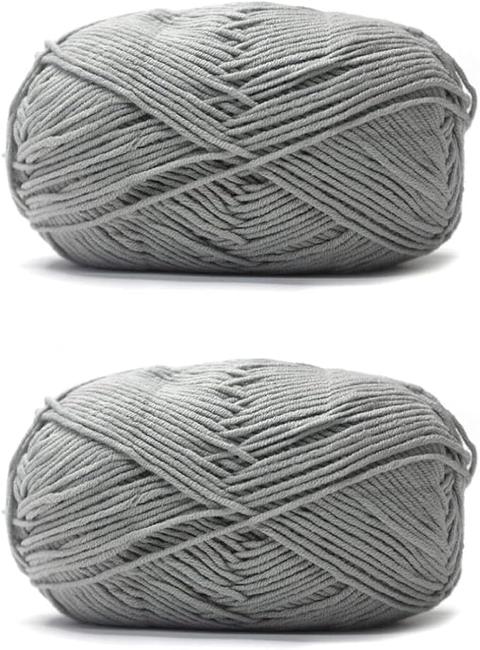 Acrylic & Cotton Blended Knitting and Crochet Yarn Soft Medium Yarn, Breathable and Skin Friendly for Baby Garments, Scarves, Hats, and Craft Projects 200g 17-Grey