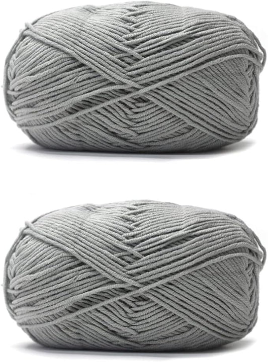 Acrylic & Cotton Blended Knitting and Crochet Yarn Soft Medium Yarn, Breathable and Skin Friendly for Baby Garments, Scarves, Hats, and Craft Projects 200g 17-Grey