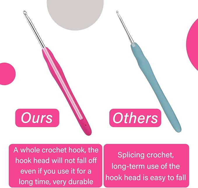 3.75 mm Crochet Hook, Ergonomic Handle for Arthritic Hands, Extra Long  Knitting Needles for Beginners and Crocheting Yarn (3.75 mm)