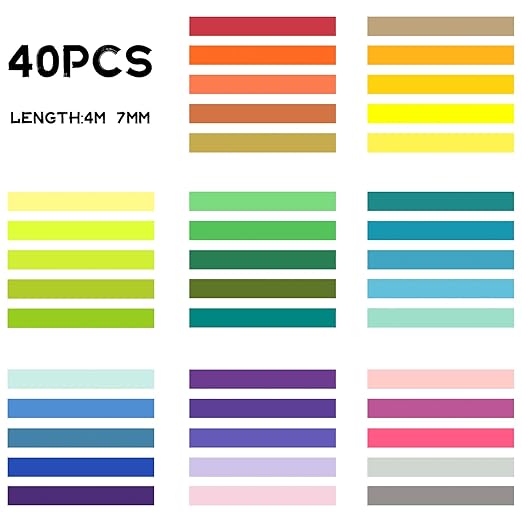 40 Rolls Washi Tape Set, Decorative Masking DIY Tapes for Children and Gifts Warpping (Mix)