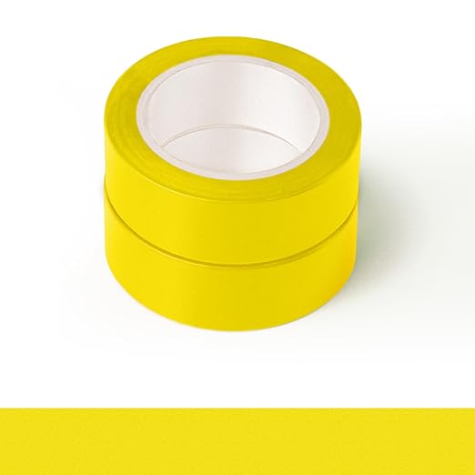 2Pack Yellow Washi Tapes, Self-Adhesive Decorative Masking Tape, Decor Journals Scrapbooks Planners DIY Crafts Gift