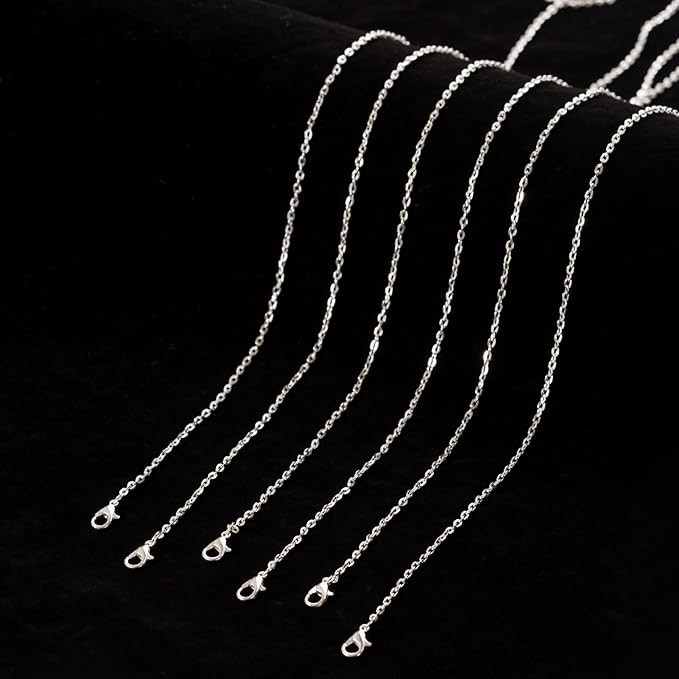 lemonkey 24 pack necklace chains bulk,silver plated diy cable link chains for jewelry making 22 inches
