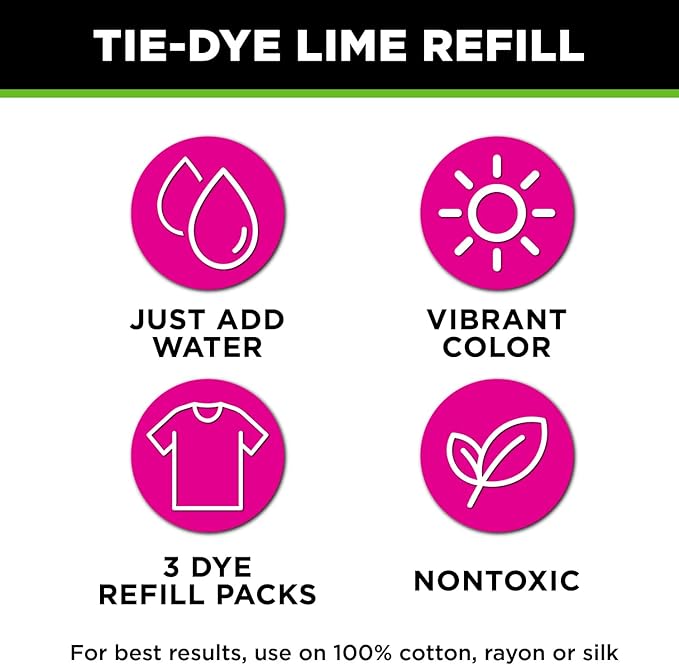 Tulip One-Step Tie-Dye Kit , 3 Fabric Dye Refill Packs, Packs, Lime Green