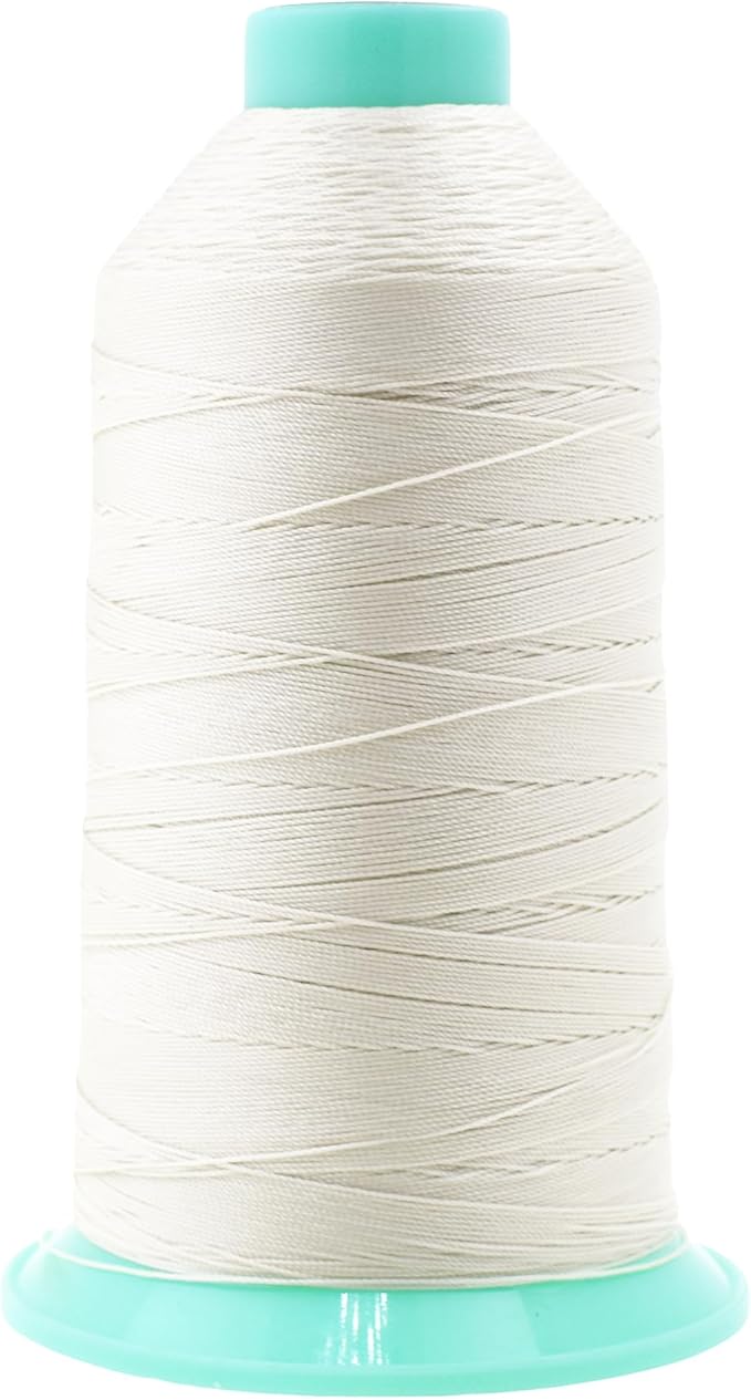 Mandala Crafts Size 138 420D T135 Bonded Nylon Thread - Off White 1250 YDs Tex 135 Heavy Duty Sewing Threads for Leather, Jeans, Weaving, Outdoor Marine Upholstery