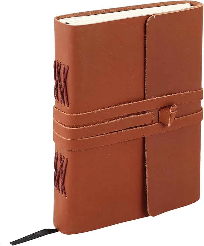 KomalC Handmade Leather Journal | Writing Notebook Diary | Bound Daily Notepad For Men & Women Unlined Paper Medium, Writing Pad for Artist, Sketch