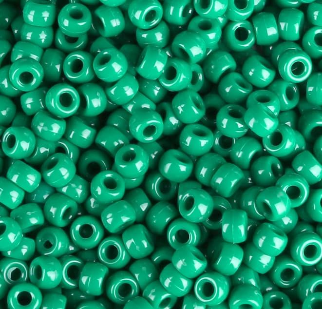 Green Pony Beads 1000Pcs 9mm Pony Beads Bulk Green Beads for Friendship Bracelets Kandi Beads Hair Beads for Braids Beads for Crafts