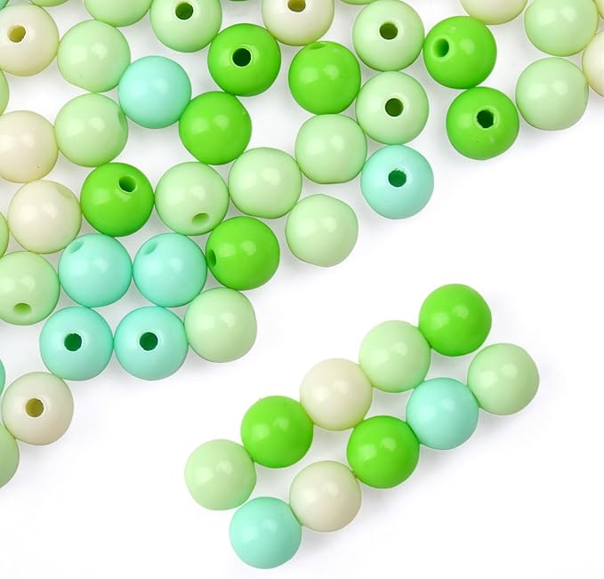 1000pcs 6mm mixed color acrylic round beads, assorted plastic gumball bubble gum beads with hole pastel loose beads bulk for jewelry diy making crafting supplies (green series)
